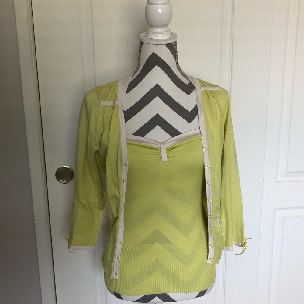 Cardigan Open Front Sweater and Halter Top Set